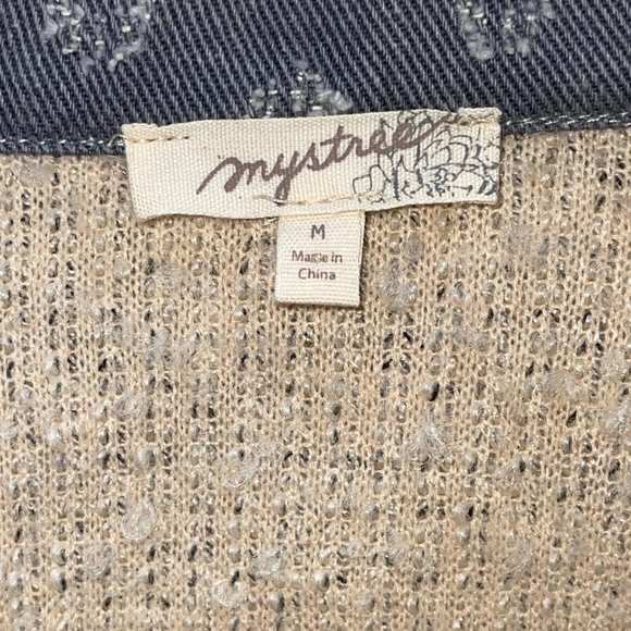 Women's Mystree Wool Blend Denim Trim Sweater with Pockets Size M - Picture 6 of 7